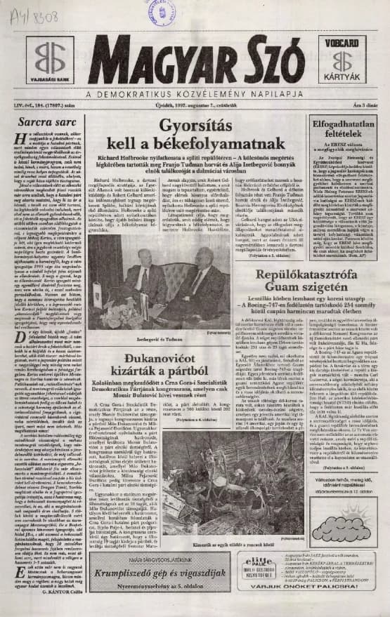 Magyar Szó, 54. évf. 1997. augusztus 7. 184. sz. 1–16. oldal