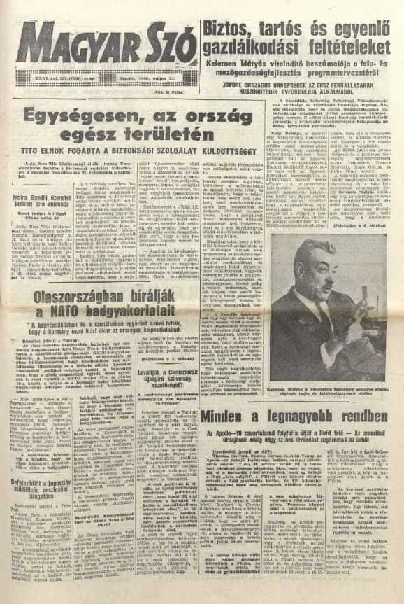 Magyar Szó, 26. évf. 1969. május 21. 137. sz. 1–16. oldal