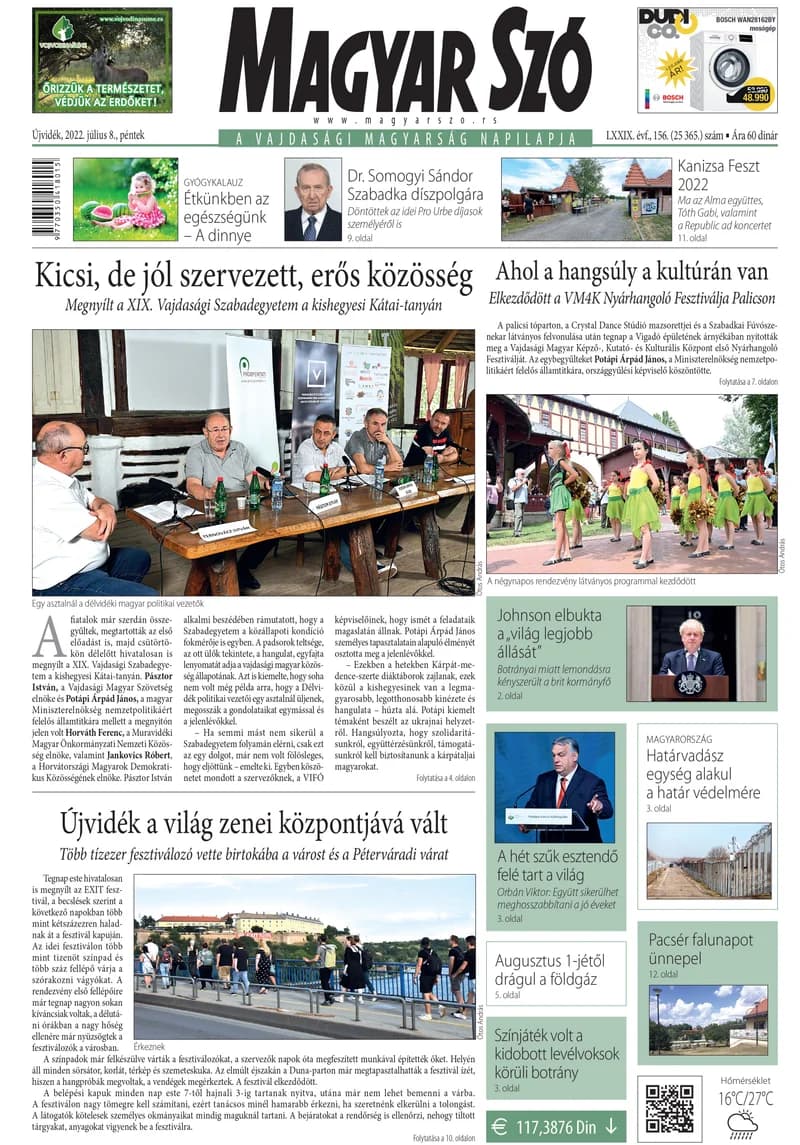 Magyar Szó, 79. évf. 2022. július 8. 156. sz. 1–16. oldal