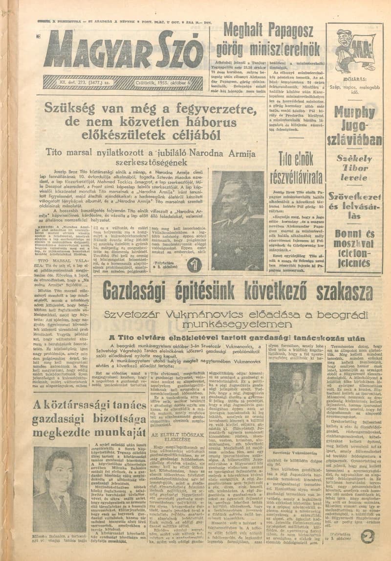 Magyar Szó, 12. évf. 1955. október 6. 273. sz. 1–8. oldal