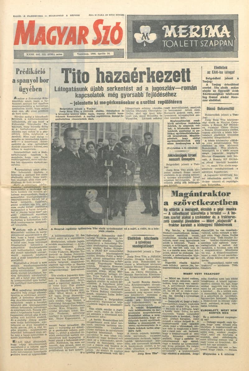 Magyar Szó, 23. évf. 1966. április 24. 112. sz.