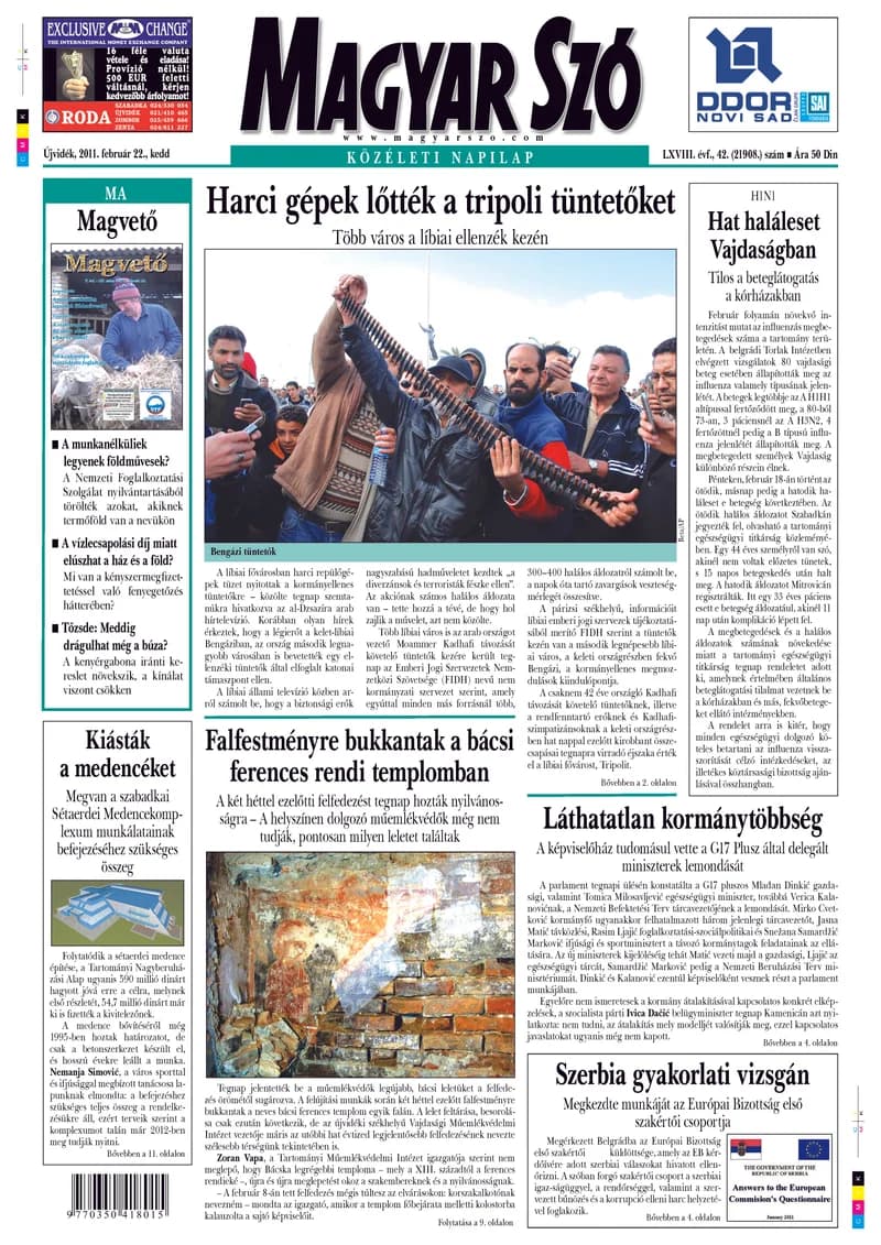 Magyar Szó, 68. évf. 2011. február 22. 42. sz. 1–20. oldal