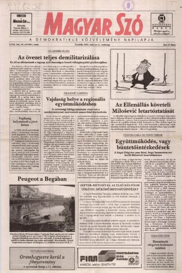 Magyar Szó, 58. évf. 2001. március 4. 52. sz. 1–28. oldal
