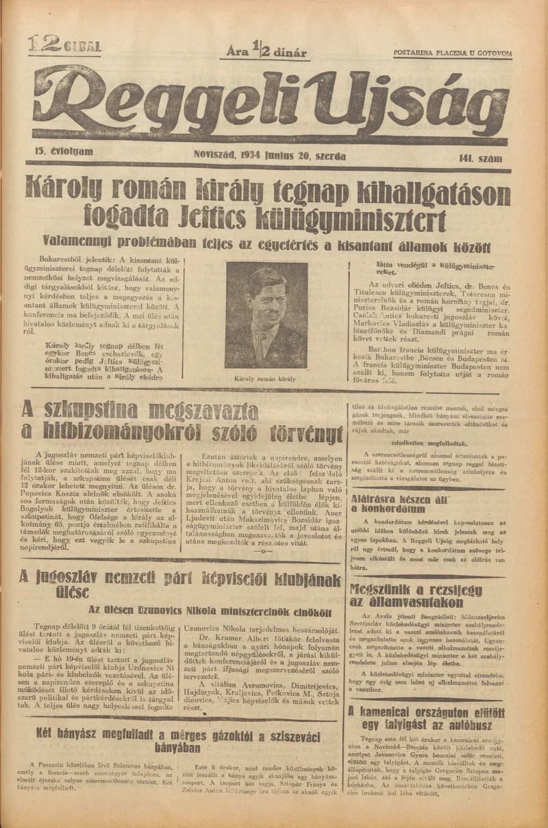 Reggeli Újság, 15. évf. 1934. június 20. 141. sz.
