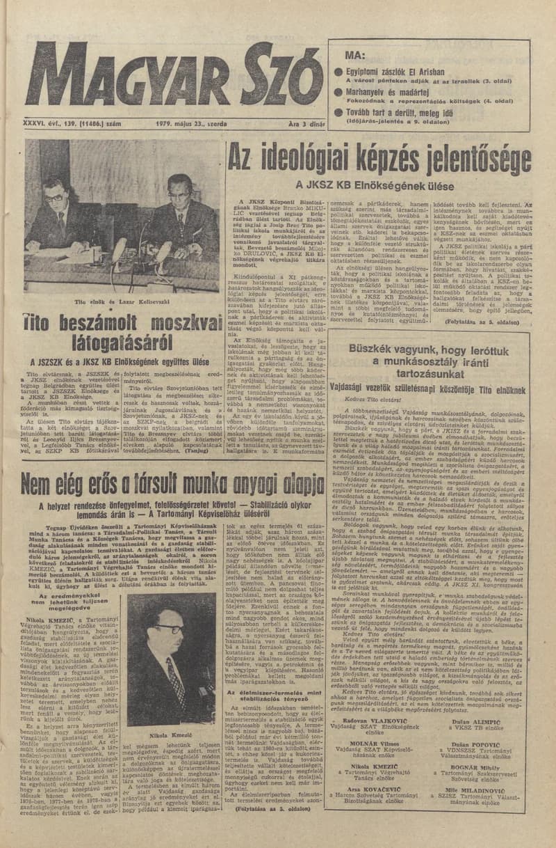 Magyar Szó, 36. évf. 1979. május 23. 139. sz. 1–20. oldal