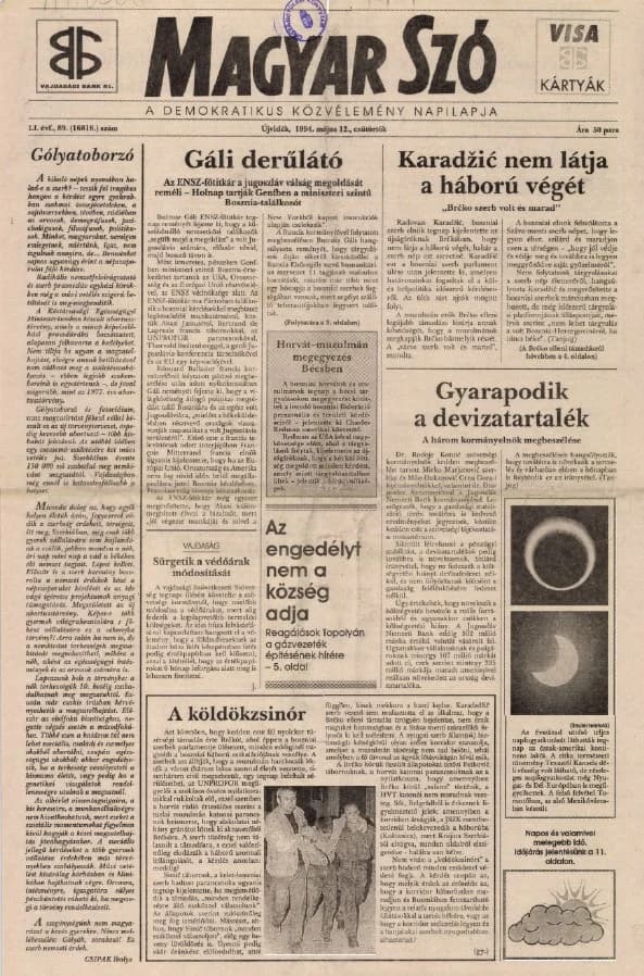Magyar Szó, 51. évf. 1994. május 12. 89. sz. 1–16. oldal