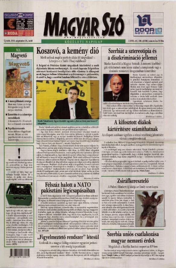 Magyar Szó, 67. évf. 2010. szeptember 28. 226. sz. 1–20. oldal
