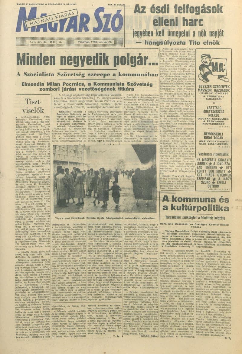 Magyar Szó, 17. évf. 1960. február 21. 43. sz. 1–26. oldal