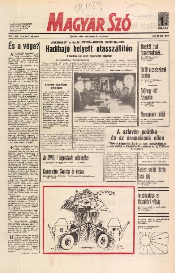 Magyar Szó, 46. évf. 1989. december 3. 330. sz.