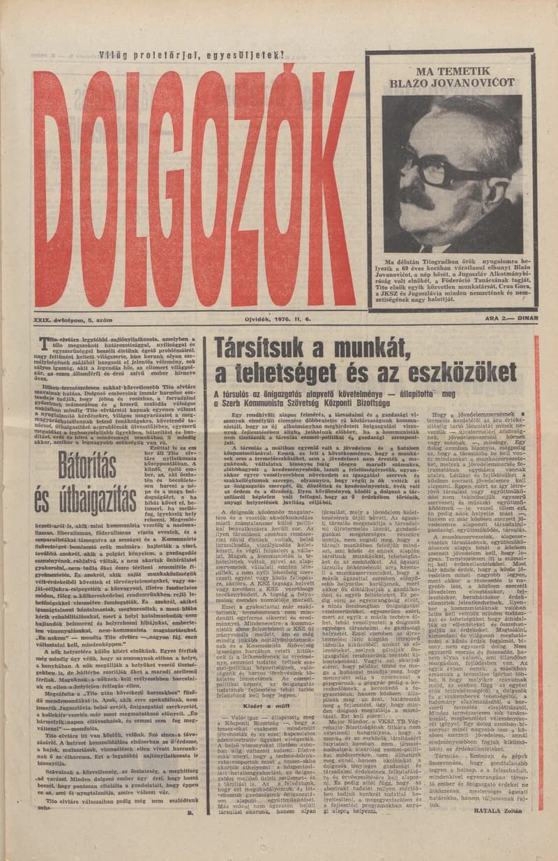 Dolgozók, 30. évf. 1976. február 6. 5. sz.