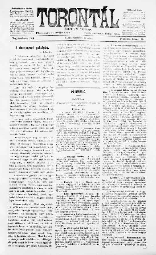 Torontál, 43. évf. 1914. február 26. 46. sz.