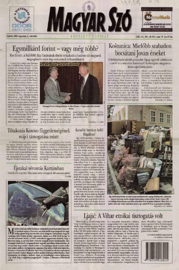 Magyar Szó, 62. évf. 2005. augusztus 4. 181. sz. 1–20. oldal
