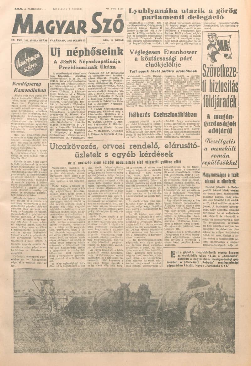 Magyar Szó, 9. évf. 1952. július 13. 165. sz. 1–12. oldal