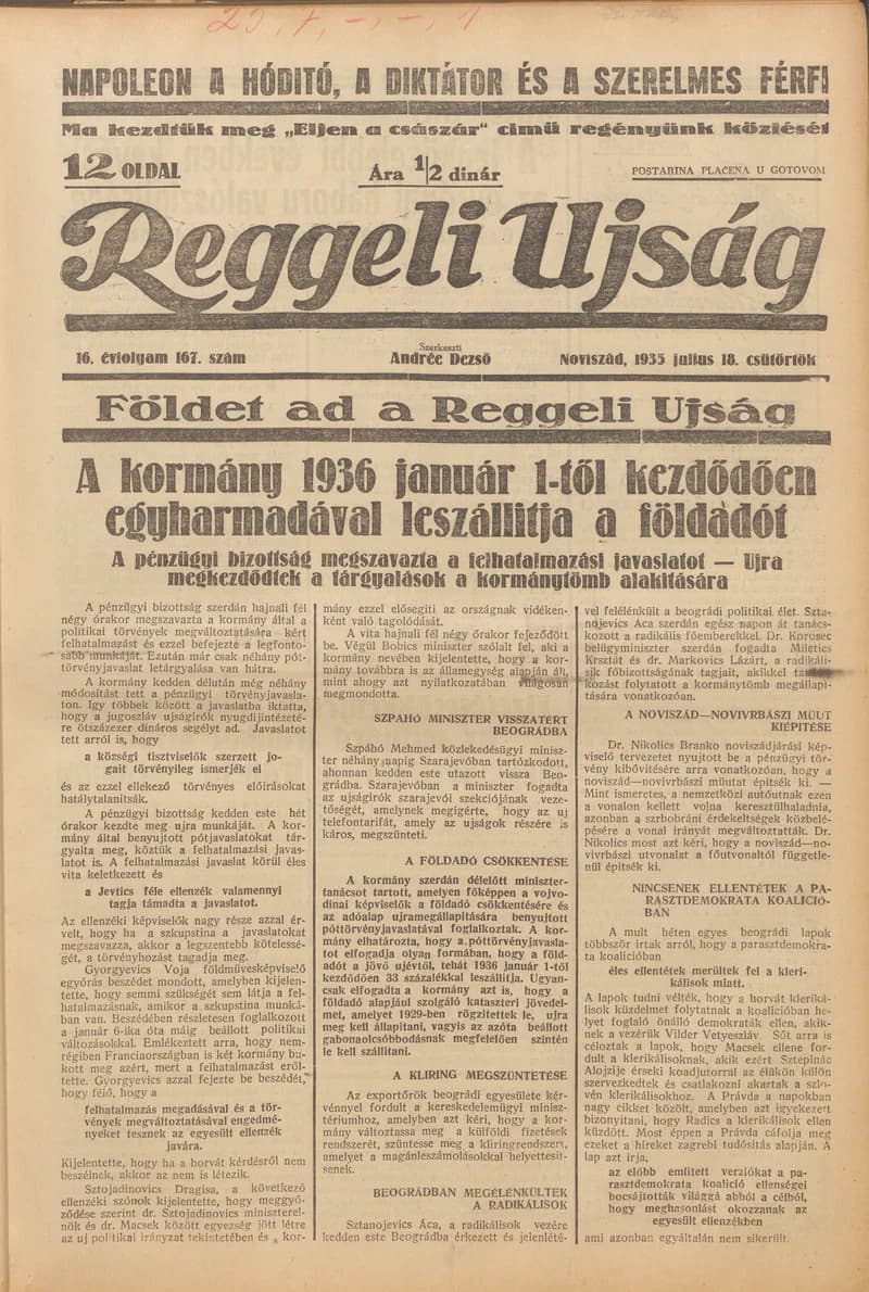 Reggeli Újság, 16. évf. 1935. július 18. 167. sz.
