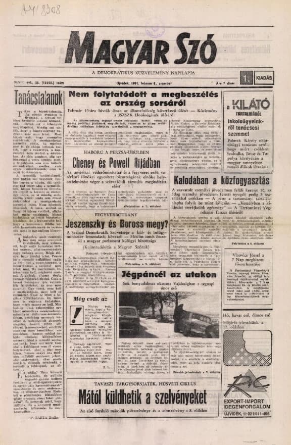 Magyar Szó, 48. évf. 1991. február 9. 38. sz. 1–24. oldal