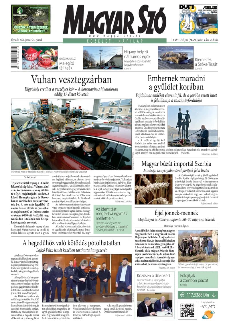 Magyar Szó, 77. évf. 2020. január 24. 18. sz. 1–16. oldal