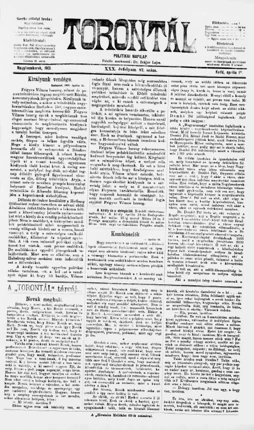 Torontál, 30. évf. 1901. április 16. 87. sz.