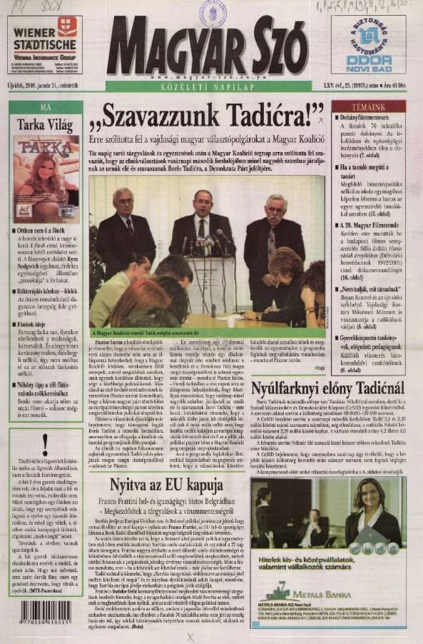 Magyar Szó, 65. évf. 2008. január 31. 23. sz. 1–20. oldal