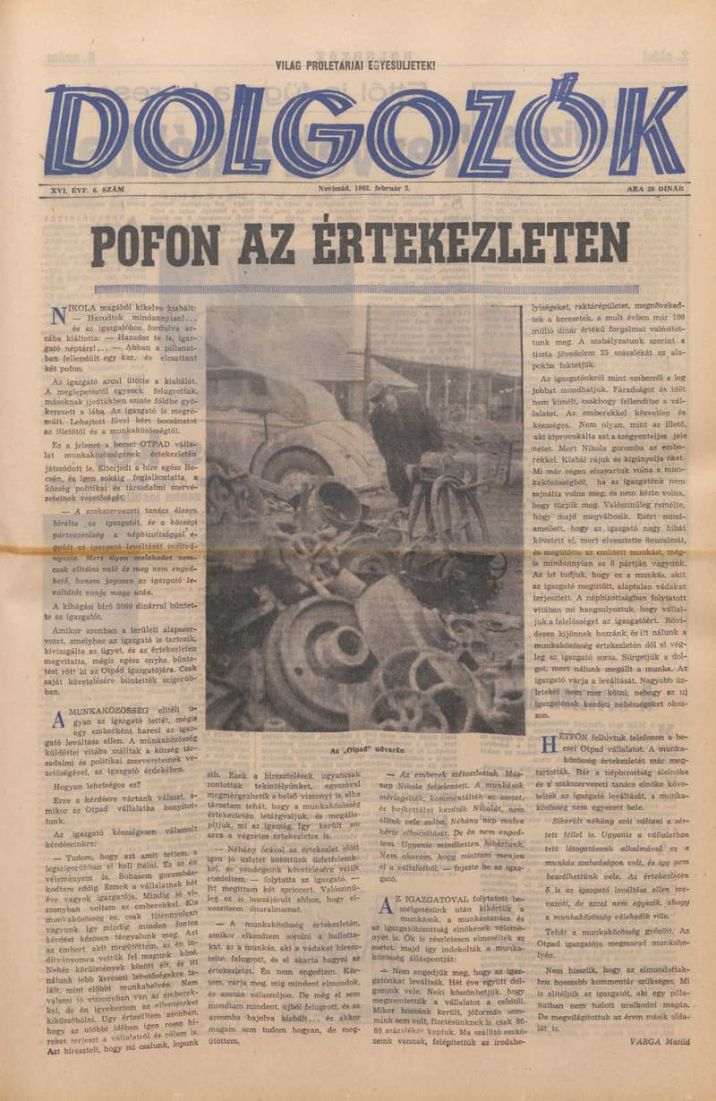 Dolgozók, 16. évf. 1962. február 2. 6. sz.