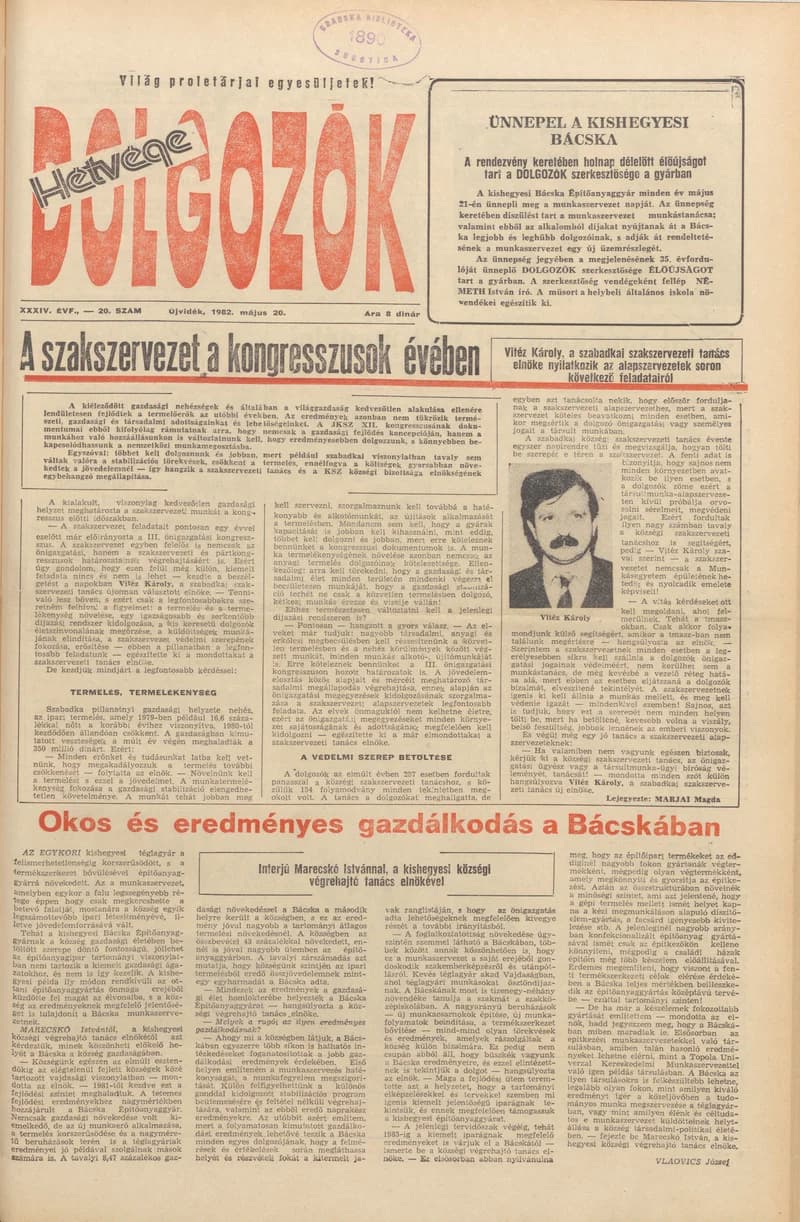 Dolgozók, 36. évf. 1982. május 20. 20. sz.