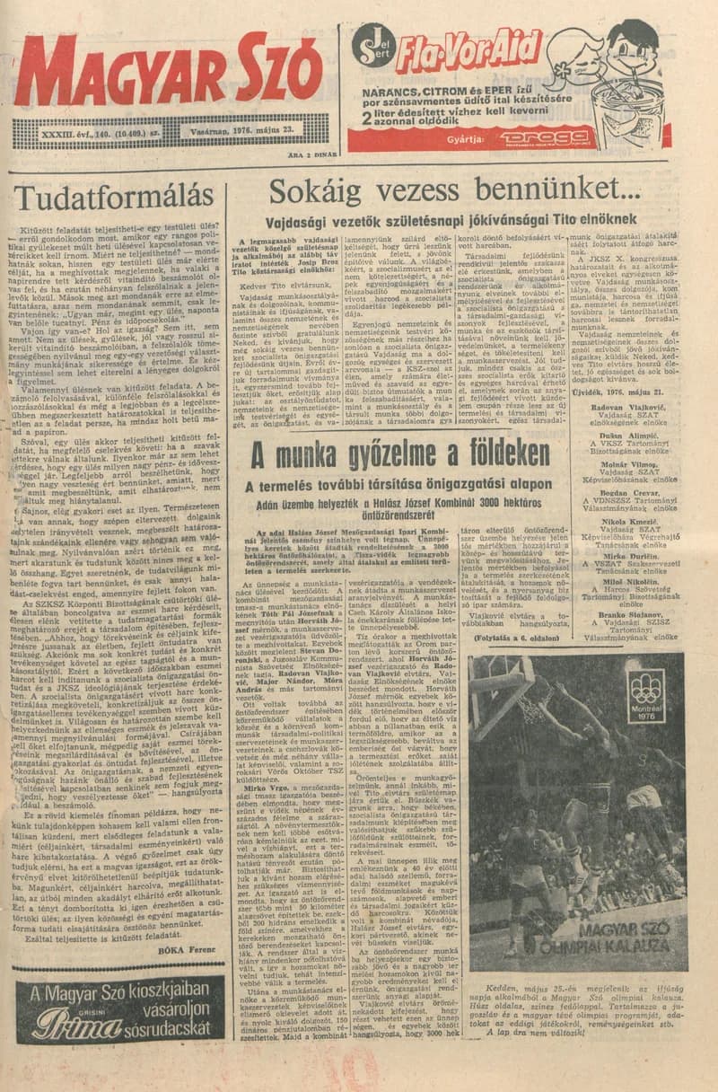 Magyar Szó, 33. évf. 1976. május 23. 140. sz. 1–32. oldal