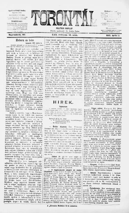 Torontál, 30. évf. 1901. április 15. 86. sz.
