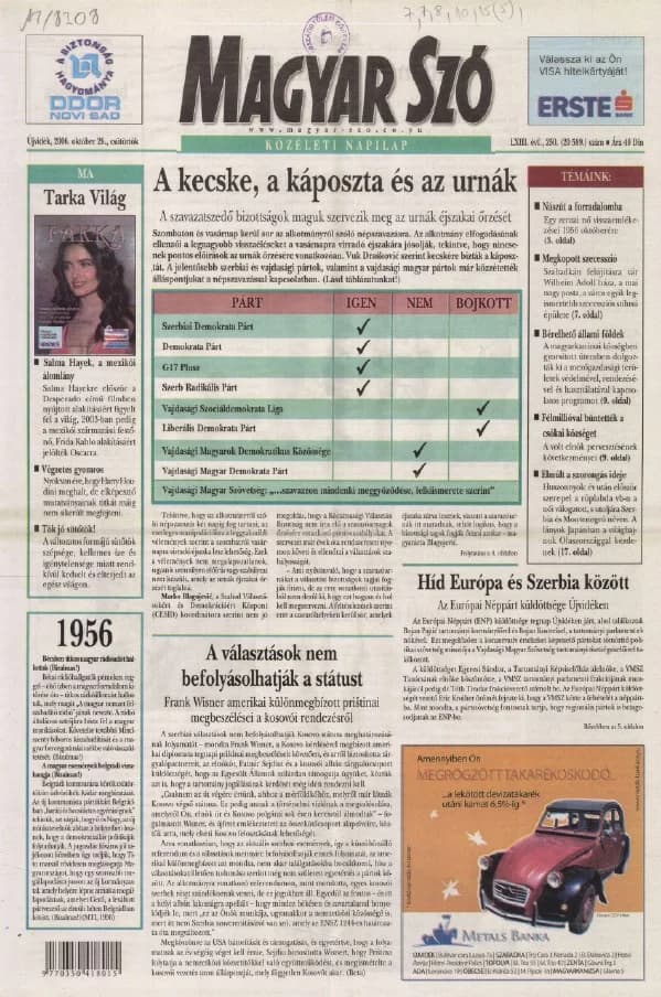 Magyar Szó, 63. évf. 2006. október 26. 250. sz. 1–20. oldal