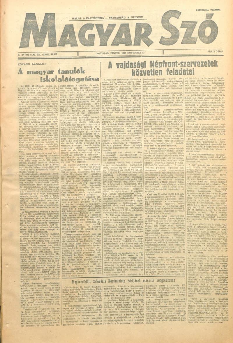 Magyar Szó, 5. évf. 1948. november 12. 271. sz. 1–4. oldal