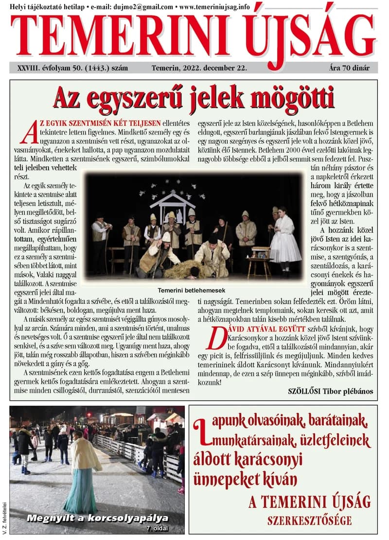 Temerini Újság, 28. évf. 2022. december 22. 50. sz.