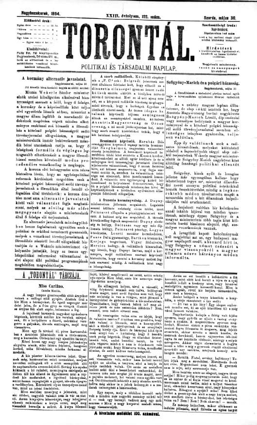 Torontál, 23. évf. 1894. május 30. 122. sz.
