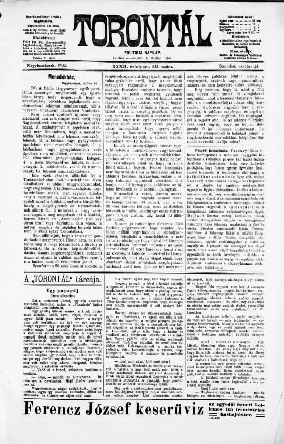 Torontál, 32. évf. 1903. október 24. 242. sz.