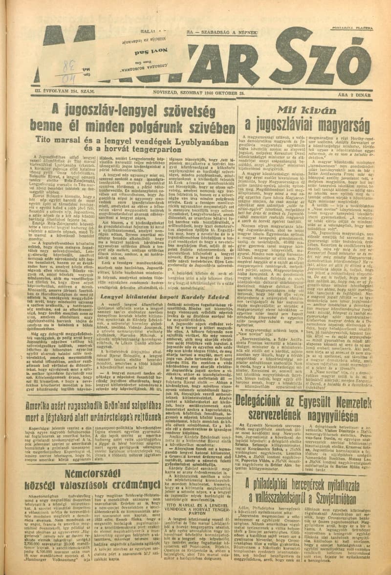 Magyar Szó, 3. évf. 1946. október 25. 254. sz. 1–6. oldal