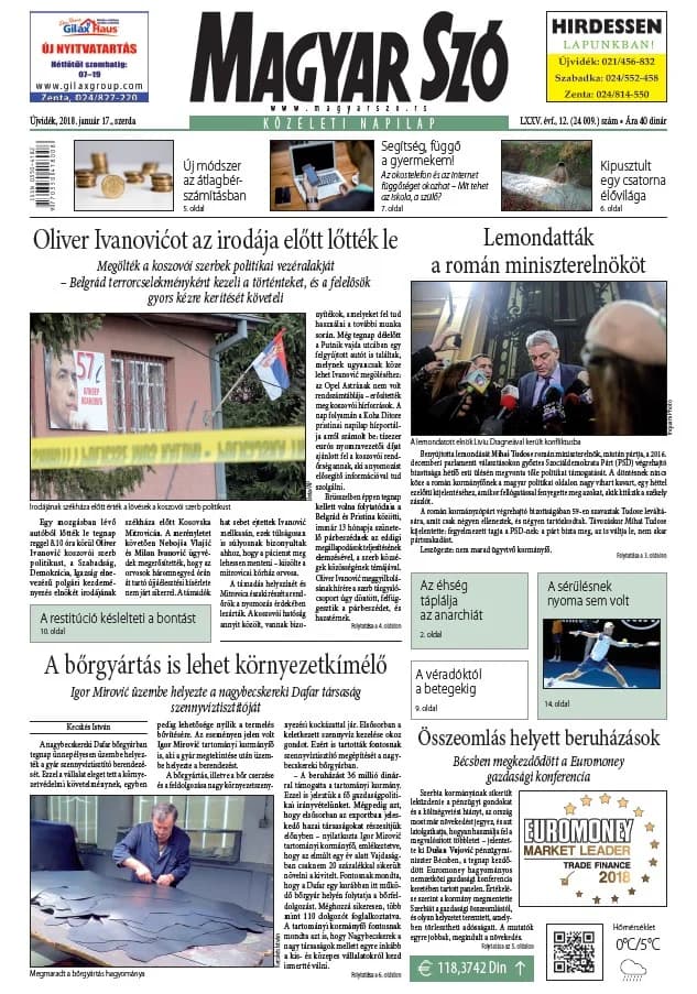 Magyar Szó, 75. évf. 2018. január 17. 12. sz. 1–16. oldal