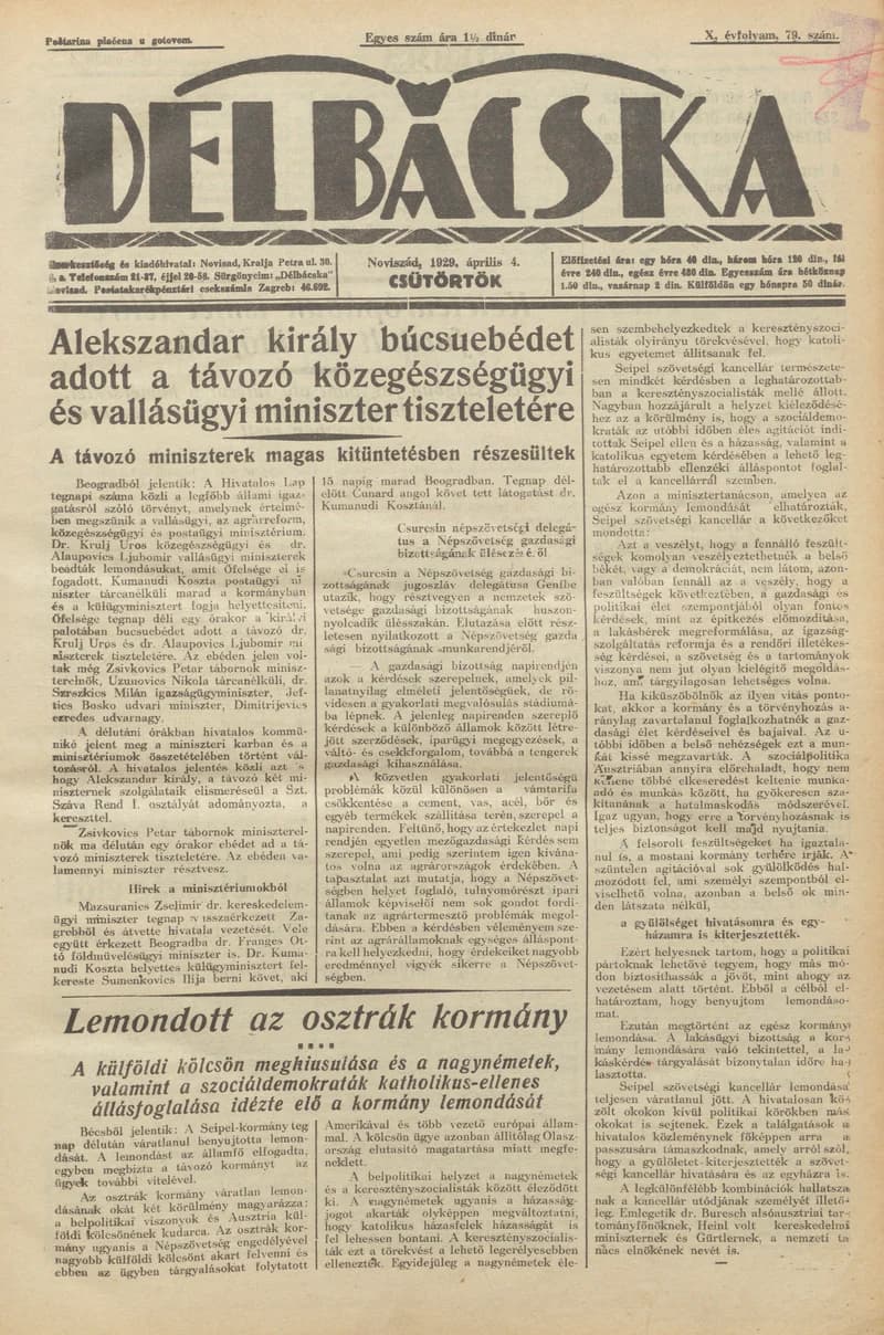 Délbácska, 10. évf. 1929. április 4. 79. sz.