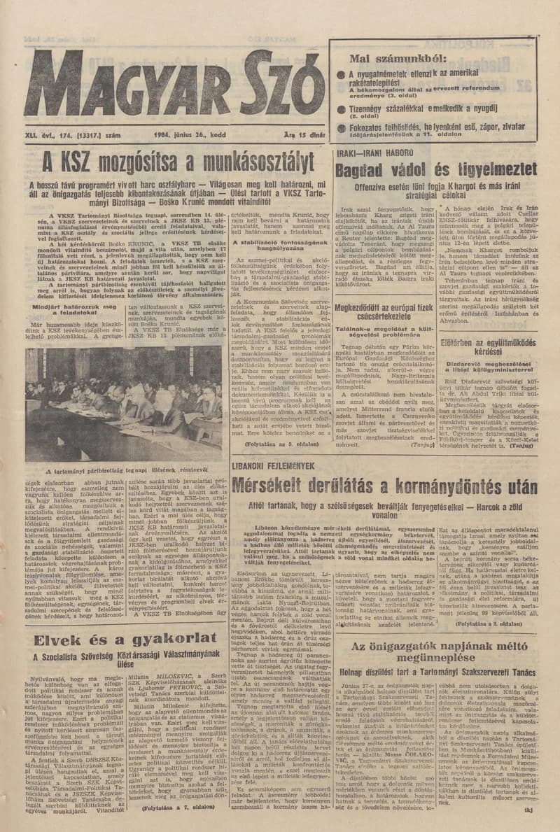 Magyar Szó, 41. évf. 1984. június 26. 174. sz. 1–20. oldal