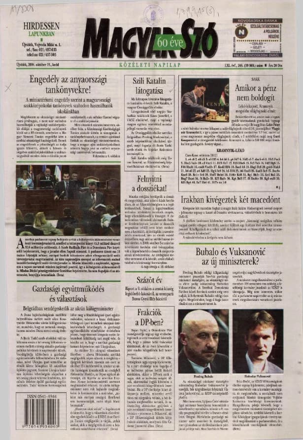 Magyar Szó, 61. évf. 2004. október 19. 246. sz. 1–20. oldal