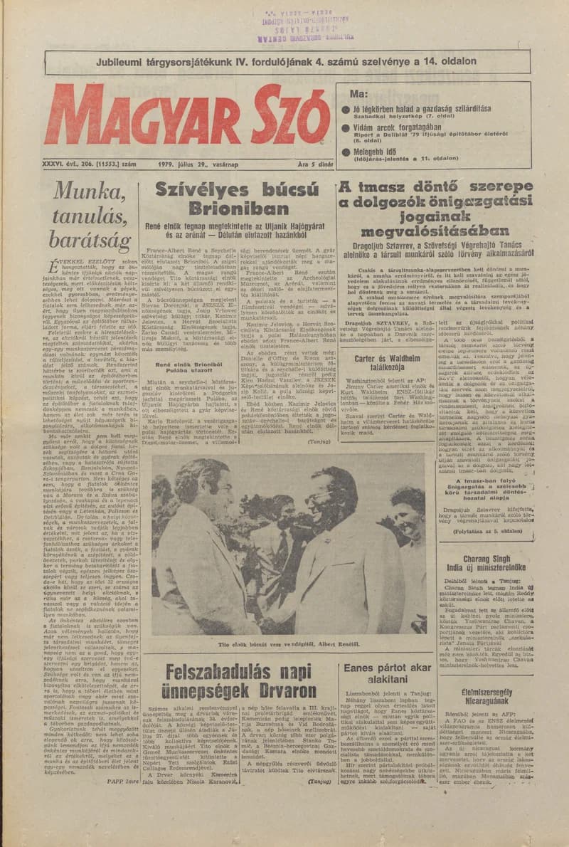 Magyar Szó, 36. évf. 1979. július 29. 206. sz. 1–28. oldal