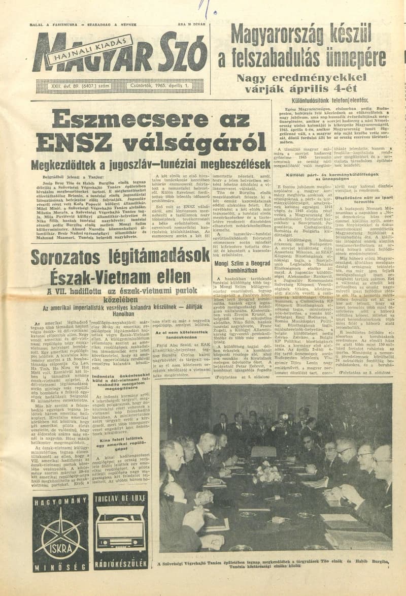 Magyar Szó, 22. évf. 1965. április 1. 89. sz. 1–16. oldal