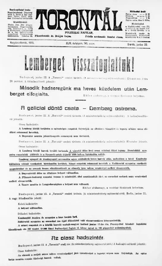 Torontál, 44. évf. 1915. június 23. 141. sz.