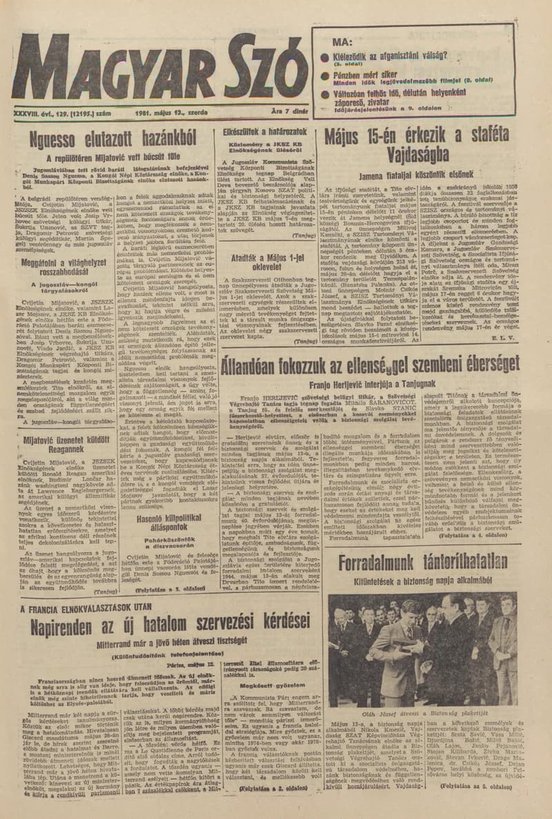 Magyar Szó, 38. évf. 1981. május 13. 129. sz.