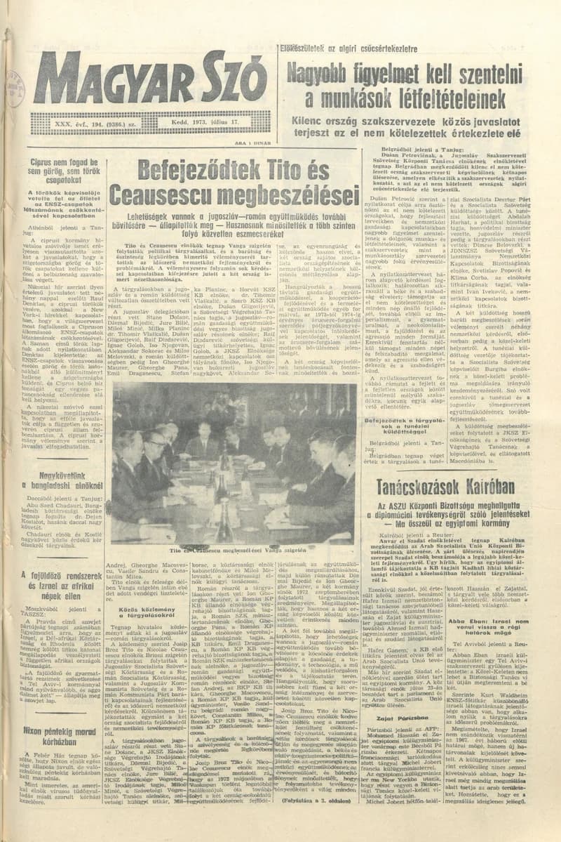 Magyar Szó, 30. évf. 1973. július 17. 194. sz. 1–16. oldal