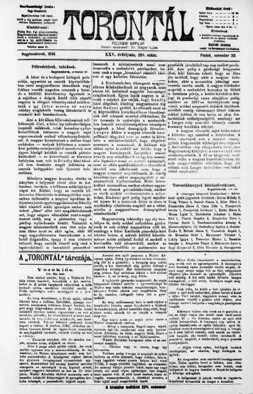 Torontál, 25. évf. 1896. november 20. 268. sz.