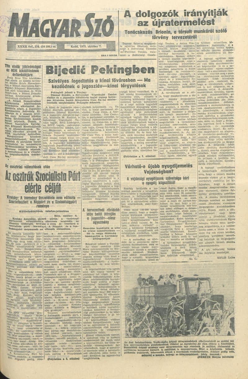 Magyar Szó, 32. évf. 1975. október 7. 276. sz.