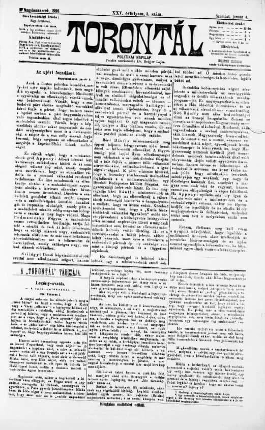 Torontál, 25. évf. 1896. január 4. 3. sz.