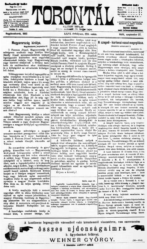 Torontál, 26. évf. 1897. szeptember 27. 220. sz.