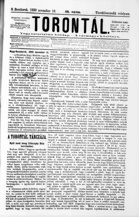 Torontál, 19. évf. 1890. november 16. 46. sz.