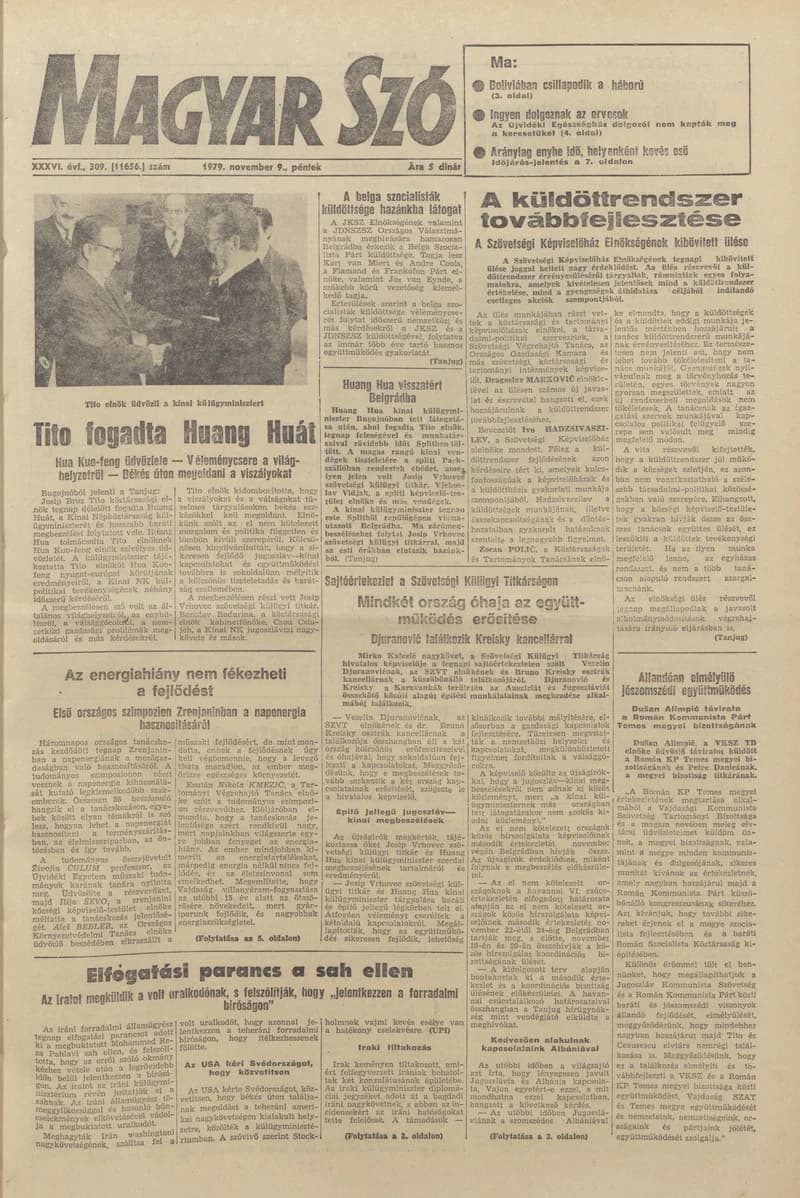 Magyar Szó, 36. évf. 1979. november 9. 309. sz. 1–20. oldal