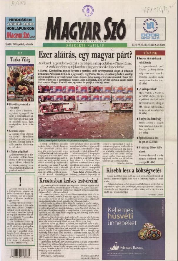 Magyar Szó, 66. évf. 2009. április 9. 82. sz. 1–20. oldal