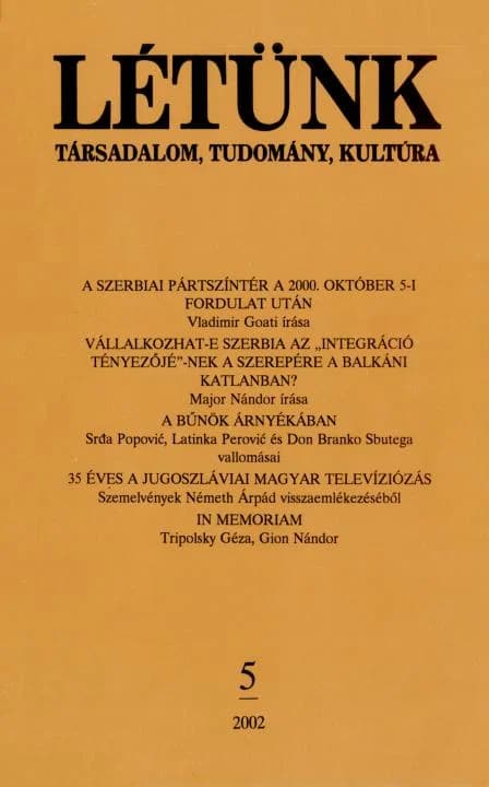 Létünk, 32. évf. 2002. 5. sz. 1–134. oldal
