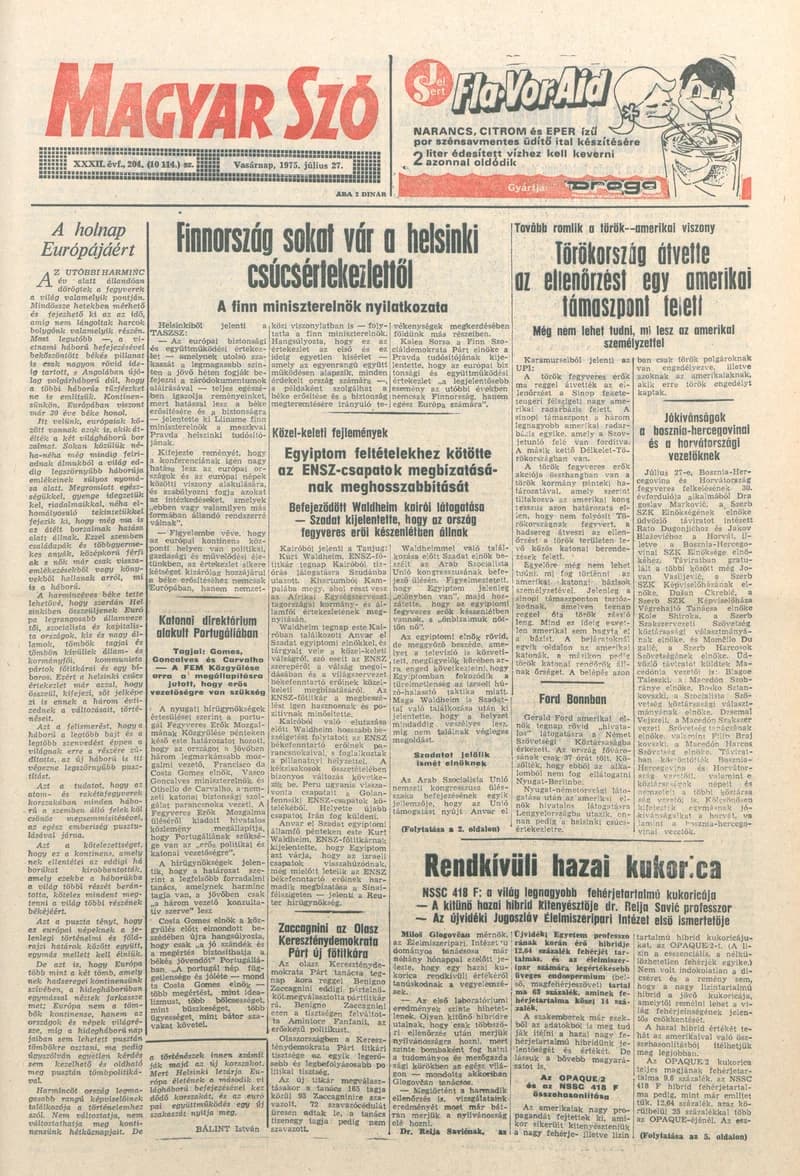 Magyar Szó, 32. évf. 1975. július 27. 204. sz.